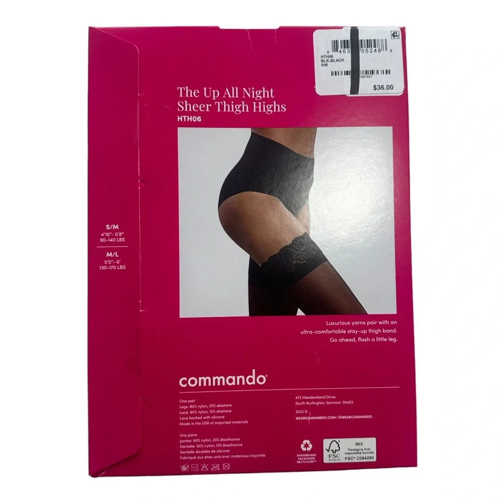 Commando Sexy Up All Night Sheer Thigh-High in Black Sz: S/M - Picture 5 of 8